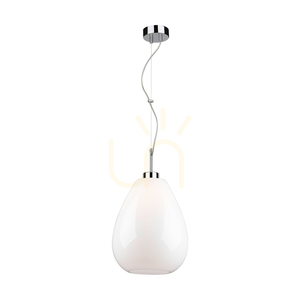 Piro Pendant Light, 1xE27, Max. 60W, Chrome Metal / Transparent PVC Cable / White Glass Shade, Ø25 cm small 0