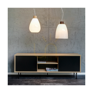 Piro Pendant Light, 1xE27, Max. 60W, Oiled Oak / Transparent PVC Cable / White Glass Shade, Ø25 cm small 2