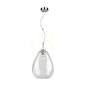 Piro Pendant Light, 1xE27, Max. 60W, Chrome Metal / Transparent PVC Cable / Transparent Glass Shade, Ø25 cm small 0