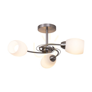 Pisa Ceiling Light, 3xE27, Max. 60W, Satin Metal/White Glass Shade, Ø58 cm small 1