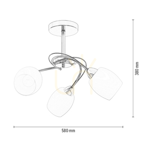 Pisa Ceiling Light, 3xE27, Max. 60W, Satin Metal/White Glass Shade, Ø58 cm small 4