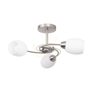 Pisa Ceiling Light, 3xE27, Max. 60W, Satin Metal/White Glass Shade, Ø58 cm small 0