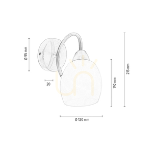 Pisa Wall Sconce 1xE27 Max. 60W Satin Metal/White Glass Shade 21.5 cm small 3