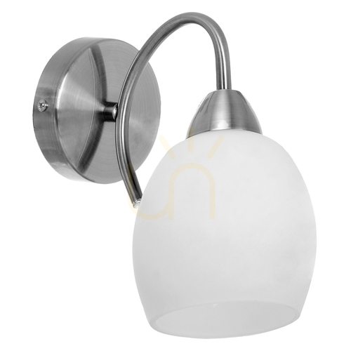 Check Pisa Wall Sconce 1xE27 Max. 60W Satin Metal/White Glass Shade 21.5 cm