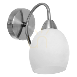 Pisa Wall Sconce 1xE27 Max. 60W Satin Metal/White Glass Shade 21.5 cm small 0