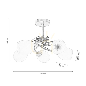 Pisa Ceiling Light, 5xE27, Max. 60W, Metal Patina/White Glass Shade, Ø58 cm small 3