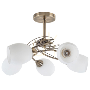 Pisa Ceiling Light, 5xE27, Max. 60W, Metal Patina/White Glass Shade, Ø58 cm small 0
