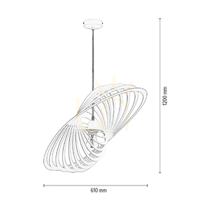Planet Pendant Light, 1xE27, Max. 60W, White Metal/White PVC Cable/White Metal Shade, 61 cm small 3