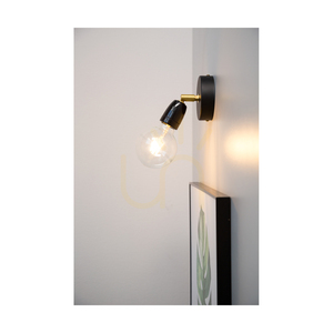 Porcia Wall Sconce 1xE27 Max. 25W Black-Gold Metal/Black Ceramic 13 cm small 2