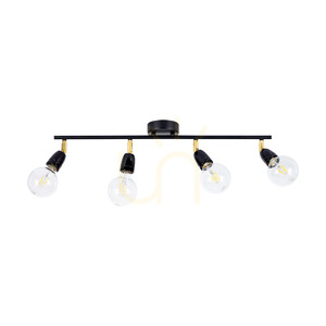 Porcia Ceiling Light, 4xE27, Max. 25W, Black-Gold Metal/Black Ceramic, 68 cm small 0