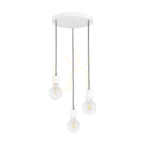 Porcia Pendant Light, 3xE27, Max. 60W, White Metal/Anthracite Braided Cable/White Ceramic, Ø30 cm small 0