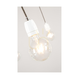 Porcia Pendant Light, 5xE27, Max. 60W, White Metal/Anthracite Braided Cable/White Ceramic, Ø15 cm small 2