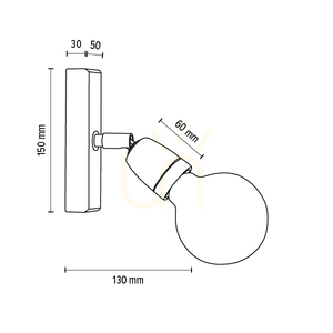 Porcia Wood Wall Sconce 1xE27 Max. 25W Oiled Oak/Chrome Metal/White Ceramic 13 cm small 2