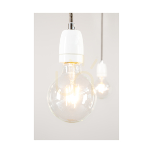 Porcia Pendant Light, 7xE27, Max. 60W, White Metal/Anthracite Braided Cable/White Ceramic, Ø15 cm small 2