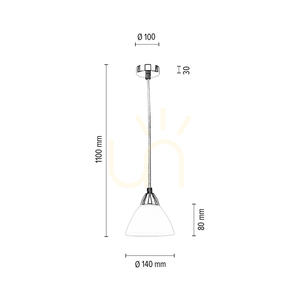 Prahas Pendant Light, 1xE14, Max. 40W, Chrome Metal / Transparent PVC Cable / White Glass Shade, Ø14 cm small 3