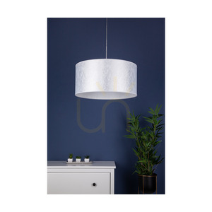 Prata Pendant Light, 1xE27, Max. 60W, Chrome Metal / Transparent PVC Cable / Silver Lampshade, Ø50 cm small 2