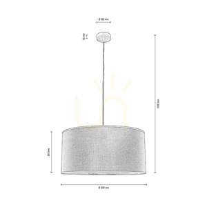 Prata Pendant Light, 1xE27, Max. 60W, Chrome Metal / Transparent PVC Cable / Silver Lampshade, Ø50 cm small 4