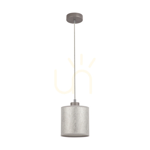 Check Prata Pendant Light, 1xE27, Max. 25W, Gray Metal / Transparent PVC Cable / Silver Lampshade, Ø15 cm