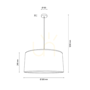 Prata Pendant Light, 1xE27, Max. 60W, Gray Metal / Transparent PVC Cable / Silver Lampshade, Ø50 cm small 5