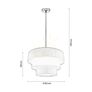 Prata Pendant Light, 1xE27, Max. 40W, Gray Metal / Transparent PVC Cable / Silver-White Lampshade, Ø45 cm small 4
