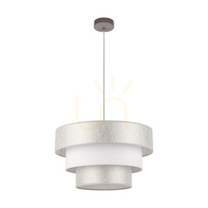 Prata Pendant Light, 1xE27, Max. 40W, Gray Metal / Transparent PVC Cable / Silver-White Lampshade, Ø45 cm small 0