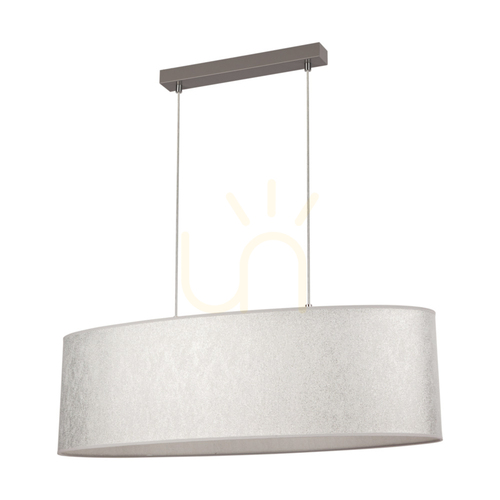 Check Prata Pendant Light, 2xE27, Max. 40W, Gray Metal/Transparent PVC Cable/Silver Lampshade, 80 cm