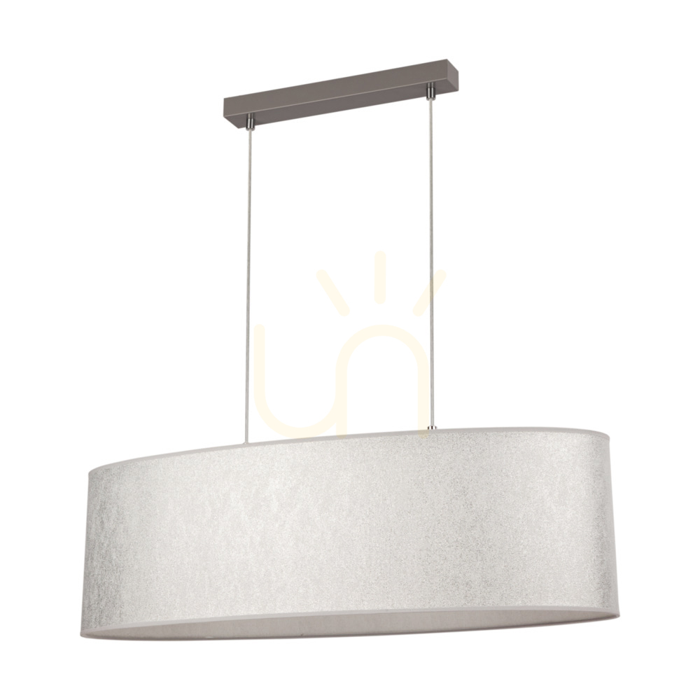 Prata Pendant Light, 2xE27, Max. 40W, Gray Metal/Transparent PVC Cable/Silver Lampshade, 80 cm