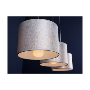 Prata Pendant Light, 3xE27, Max. 40W, Gray Metal/Transparent PVC Cable/Silver Lampshade, 100 cm small 3