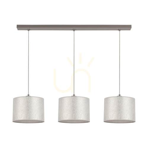 Check Prata Pendant Light, 3xE27, Max. 40W, Gray Metal/Transparent PVC Cable/Silver Lampshade, 100 cm