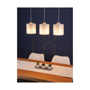 Prata Pendant Light, 3xE27, Max. 25W, Gray Metal/Transparent PVC Cable/Silver Lampshade, 52 cm small 2
