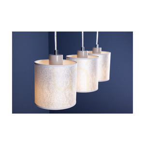 Prata Pendant Light, 3xE27, Max. 25W, Gray Metal/Transparent PVC Cable/Silver Lampshade, 52 cm small 3