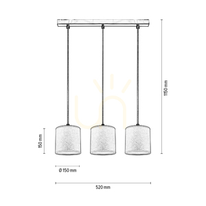 Prata Pendant Light, 3xE27, Max. 25W, Gray Metal/Transparent PVC Cable/Silver Lampshade, 52 cm small 4
