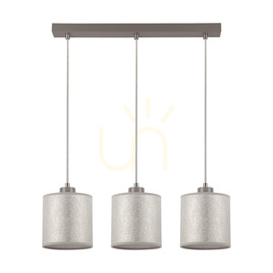 Prata Pendant Light, 3xE27, Max. 25W, Gray Metal/Transparent PVC Cable/Silver Lampshade, 52 cm small 0