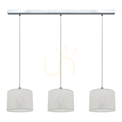 Check Prata Pendant Light, 3xE27, Max. 40W, Chrome Metal / Transparent PVC Cable / Silver Lampshade, 100 cm