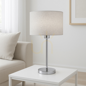 Prata Table Lamp, 1xE27, Max. 40W, Chrome Metal / Transparent PVC Cable / Silver Lampshade, Ø25 cm small 1