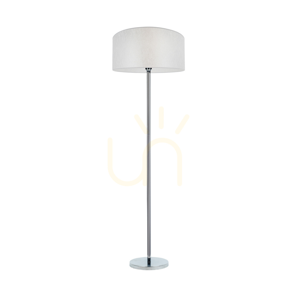 Prata Floor Lamp, 1xE27, Max. 60W, Chrome Metal / Transparent PVC Cable / Silver Lampshade, Ø50 cm