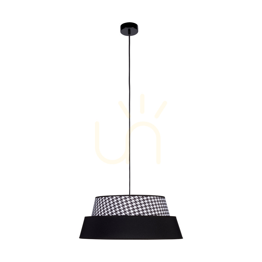 Preto Pepito Pendant Light, 1xE27, Max. 60W, Black Metal/Black Braided Cable/Pepitka-Black Lampshade, Ø50 cm