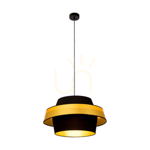 Preto Gold Pendant Light, 1xE27, Max. 60W, Black Metal/Black Braided Cable/Black and Gold Lampshade, Ø55 cm small 1
