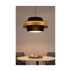Preto Gold Pendant Light, 1xE27, Max. 60W, Black Metal/Black Braided Cable/Black and Gold Lampshade, Ø55 cm small 2