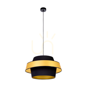 Preto Gold Pendant Light, 1xE27, Max. 60W, Black Metal/Black Braided Cable/Black and Gold Lampshade, Ø55 cm small 0