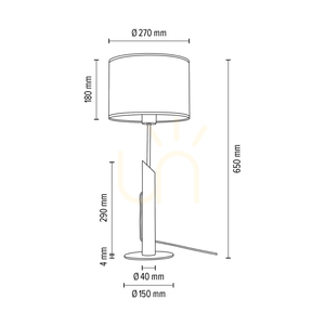 Punto Table Lamp, 1xE27, Max. 60W, Oiled Oak/Black Metal/Black Braided Cable/Multicolored Wallpaper Lampshade, Ø27 cm small 3