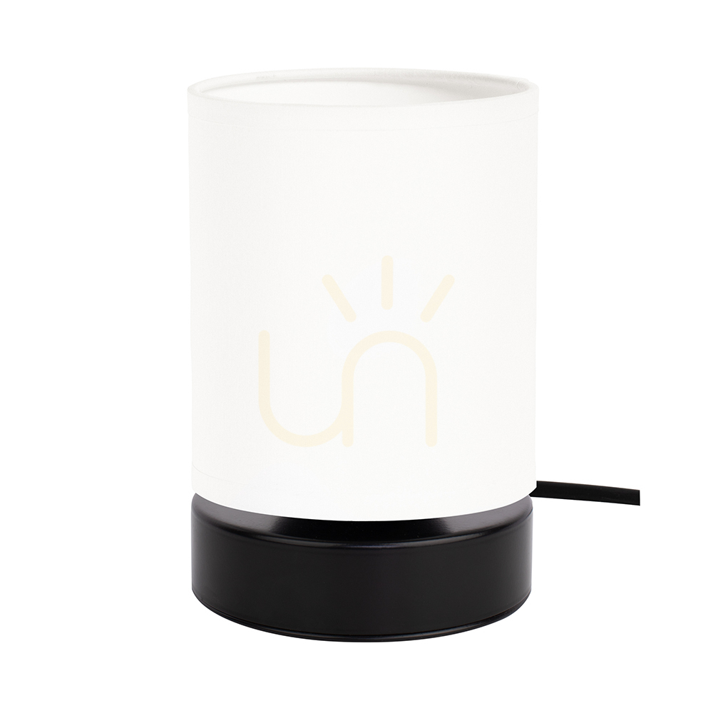 Puro Table Lamp 1xE27 Max. 25W Black Metal/Black PVC Cable/White Lampshade Ø13 cm
