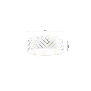 Punto Ceiling Light, 4xE27, Max. 25W, White Metal/Multicolored Wallpaper Lampshade, Ø48 cm small 1