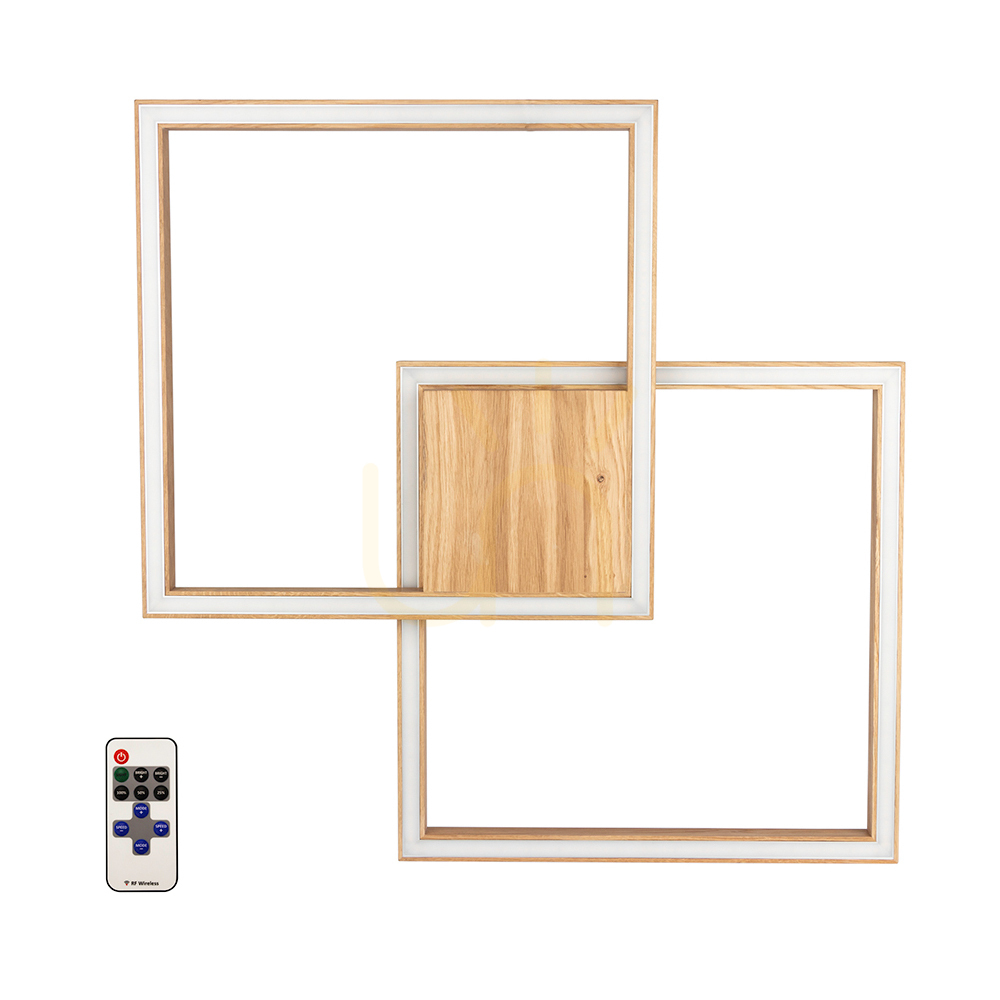 Ramme Ceiling Light, 1xLED, 3000K, 48W, Oiled Oak, with Remote Control, 64 cm