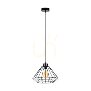 Raquelle Pendant Light, 1xE27, Max. 60W, Black Metal/Black PVC Cable/Black Metal Shade, Ø30 cm small 0