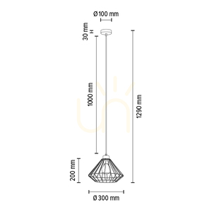 Raquelle Pendant Light, 1xE27, Max. 60W, Oiled Oak/Black Metal/Black PVC Cable/Black Metal Shade, Ø30 cm small 4