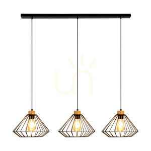 Britop RAQUELLE 187119304 Pendant Light, 3 × E27, Black and Oiled Oak, 117 cm small 1