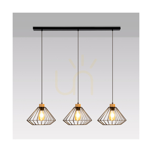 Britop RAQUELLE 187119304 Pendant Light, 3 × E27, Black and Oiled Oak, 117 cm small 2