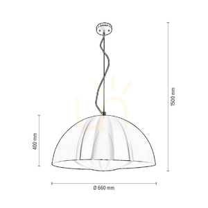 Ray Pendant Light, Includes 1x LED 3000K 28W, Aluminum Metal / Transparent PVC Cable, Ø66 cm small 4