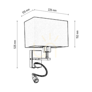 Relax Wall Sconce 1xE27 Max. 25W, Includes 1x LED 4000K 2.5W, Chrome Metal/Black, Lampshade 22.5 cm small 2